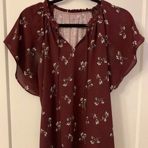 Loft Outlet Maroon Floral Top, Size M. SUPER comfortable!! MOVING SALE!!